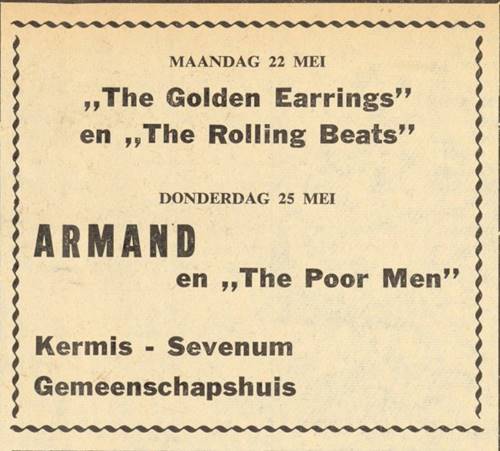 Golden Earrings show ad May 22 1967 Sevenum - Gemeenschapshuis Nieuwsblad Midden Limburg newspaper article May 19 1967